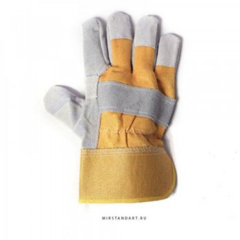 Перчатки спилковые пятипалые комбинированые Ангара серые